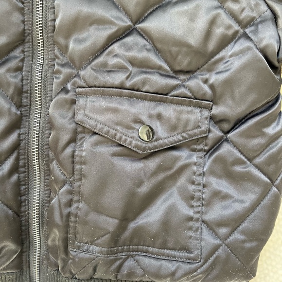 Good American cropped satin quilted puffer jacket black small 2 - Picture 6 of 8